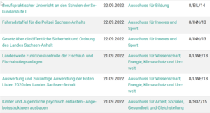 Die Sitzungen des Landtags Sachsen-Anhalt vom 19. - 23.09.2022